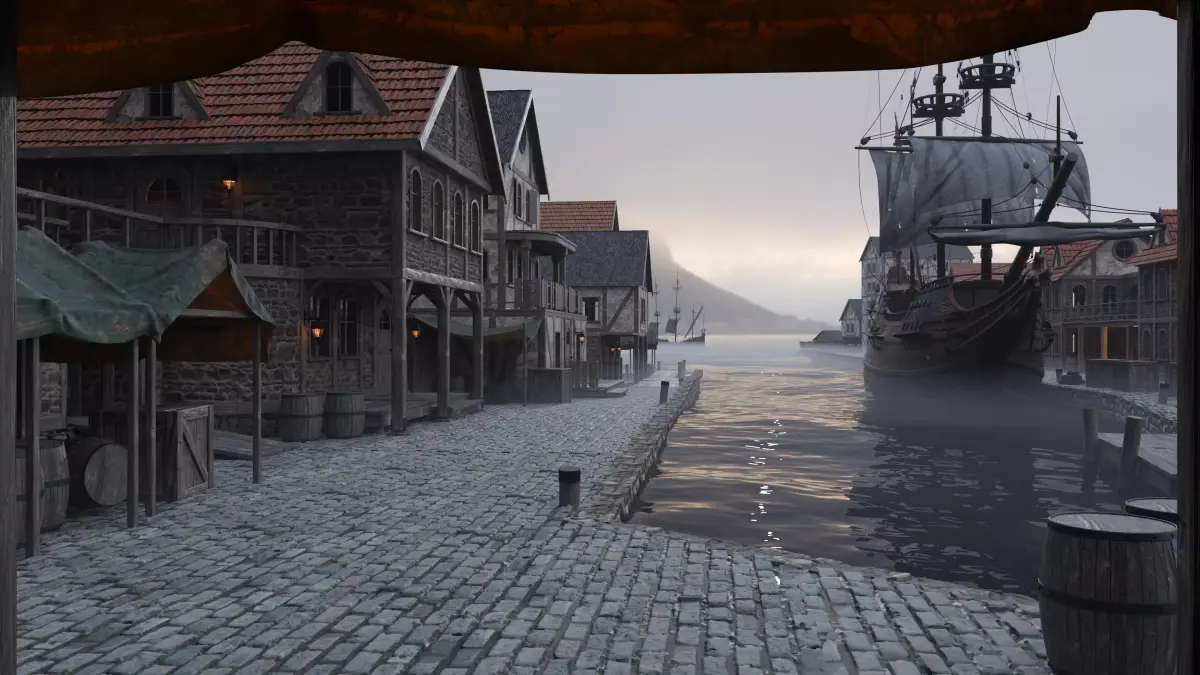 Pirate Medieval High-Detail Modular Building Kit - High Poly 3D model