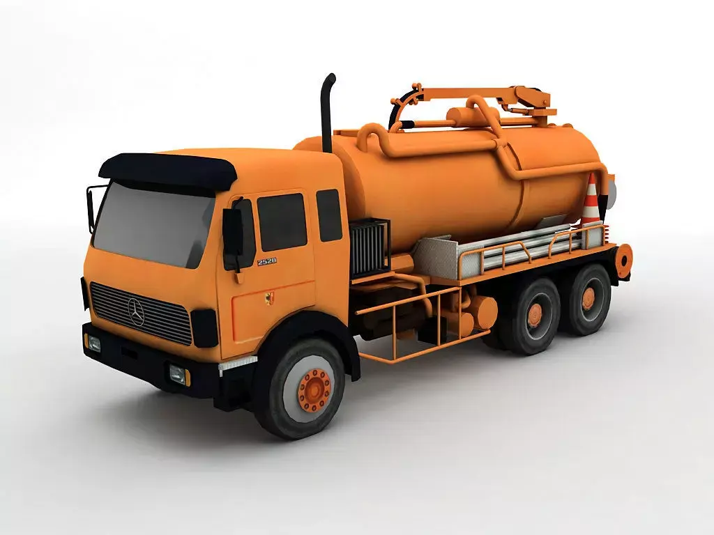  Industrial Vacuum Truck Mercedes Low-poly 3D model