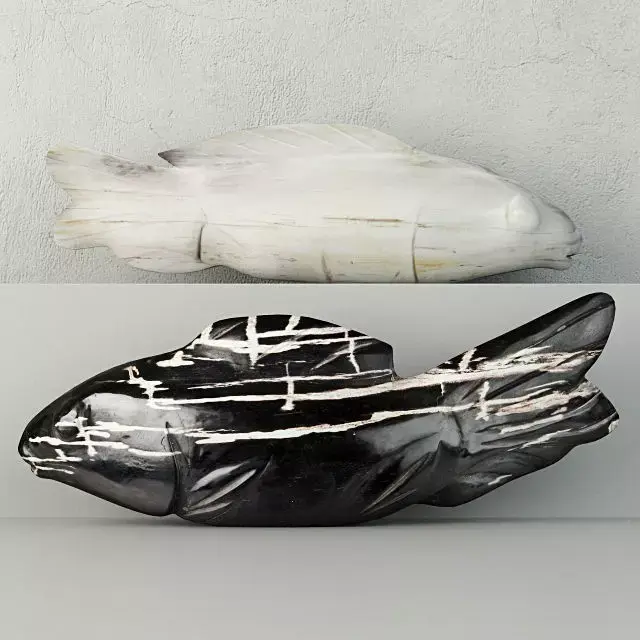 Hand-Carved Petrified Wood Koi 3D model