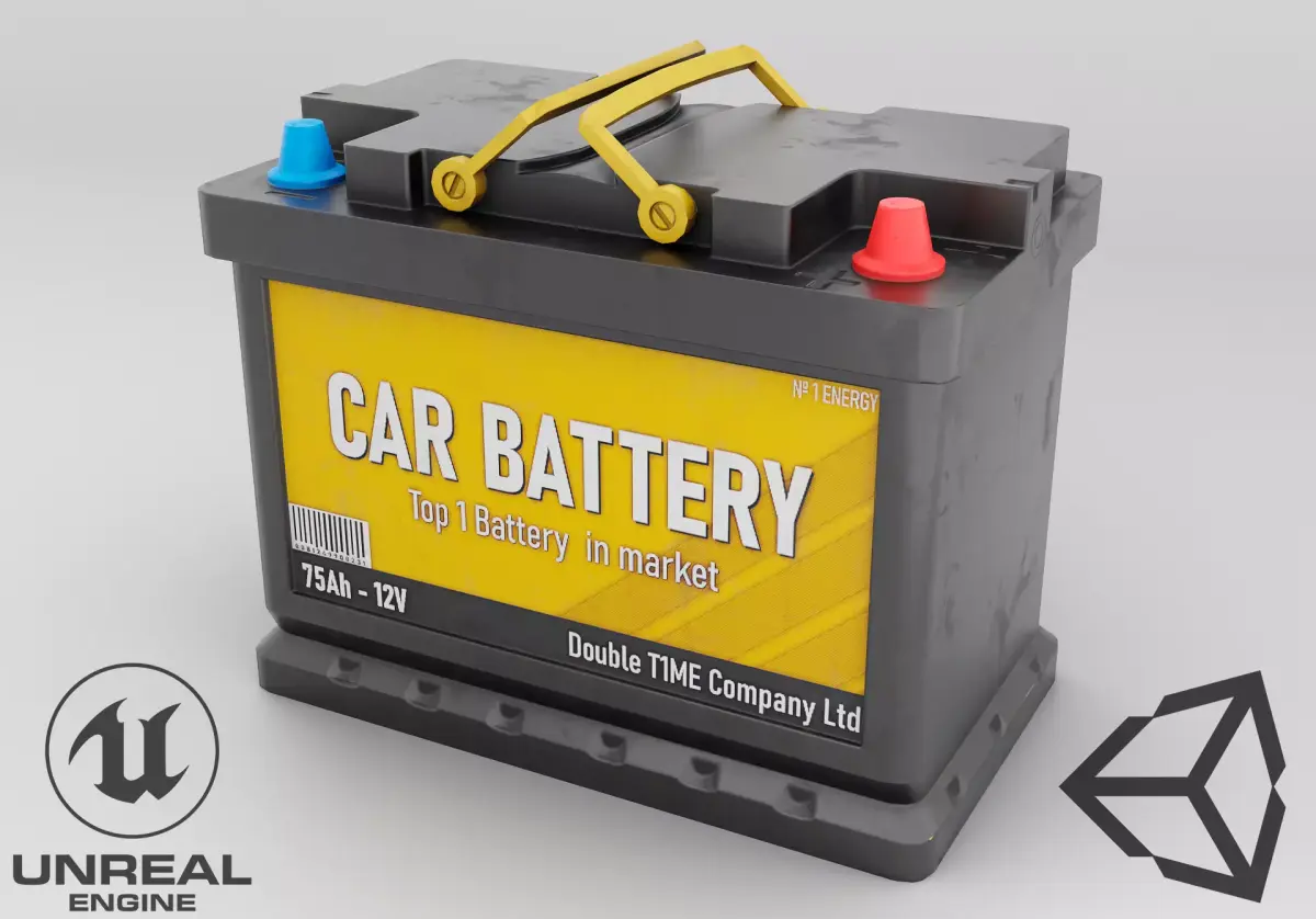 LOW POLY Car Battery 3D model Low-poly 3D model