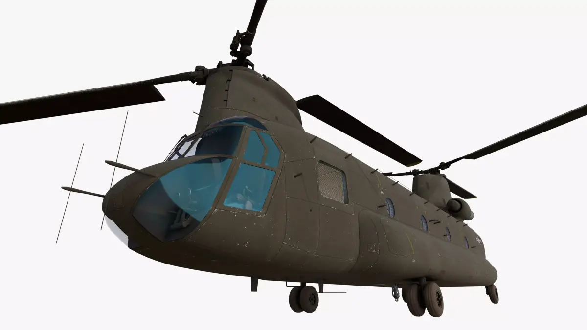 CH-47A Chinook US Army Transport Helicopter PBR Low-poly 3D model