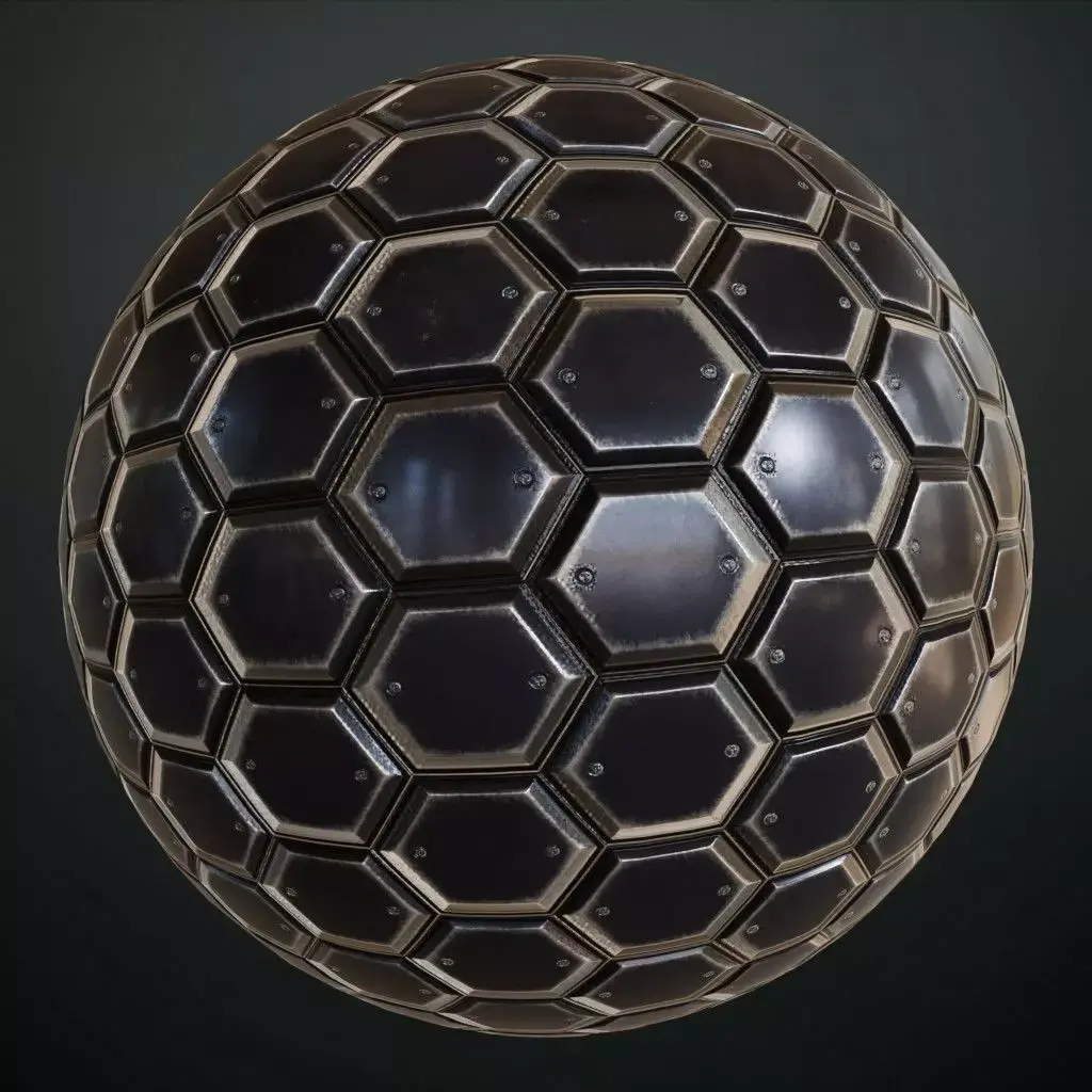 Hexagonal Sci-Fi Metal Plate PBR Seamless Texture