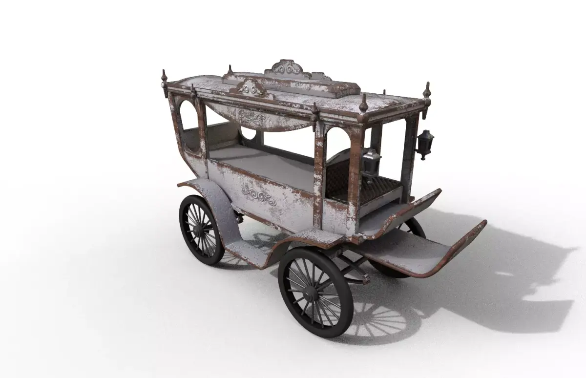 Old Hearse Low-poly 3D model