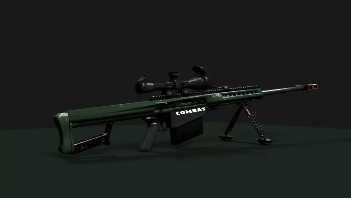 barrett 50 cal low poly 3d model Low-poly 3D model