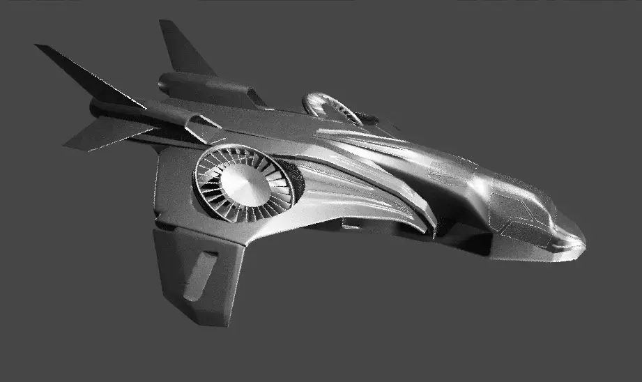 spaceship futuristic jet flying in air Low-poly 3D model