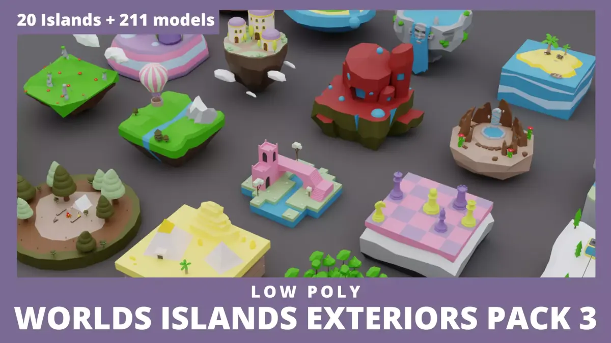 Low Poly Worlds Islands Exteriors Pack 3 Low-poly 3D model