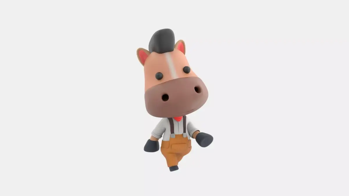 Cute Horse 3D Illustration 3D model purchase