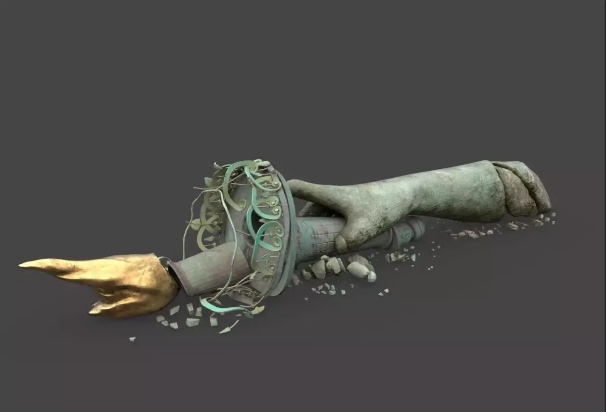 Broken Down  Statue Of Libertys Hand and Torch 3D model