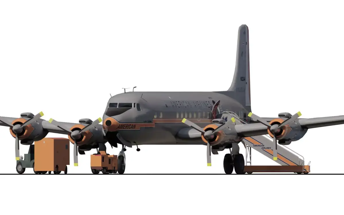 Douglas DC-7C 1954 with interior 3D model