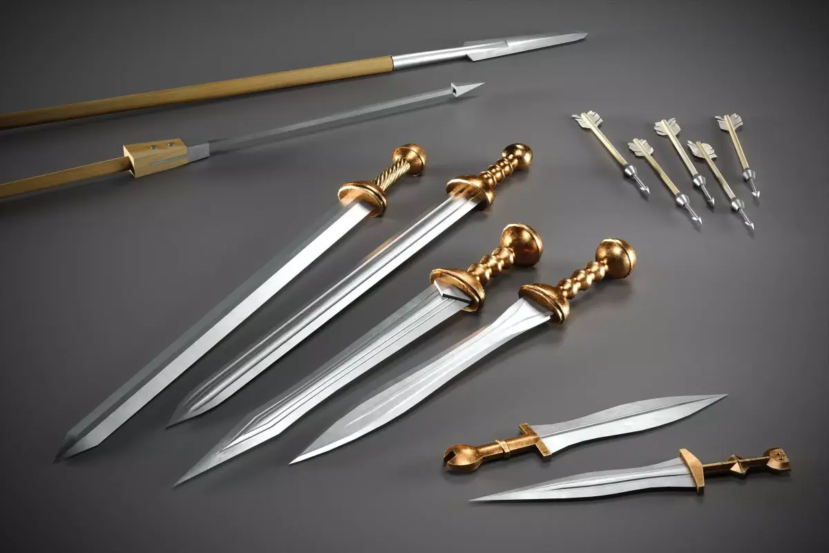 Low-poly roman weapon set Low-poly 3D model