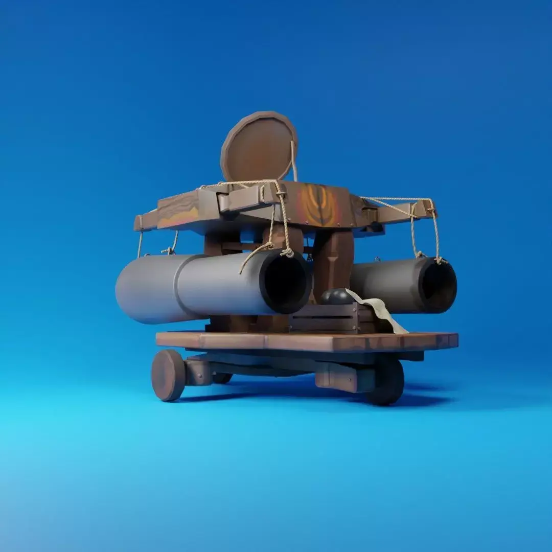 Rigged Cartoon Turret Stylized 3D model