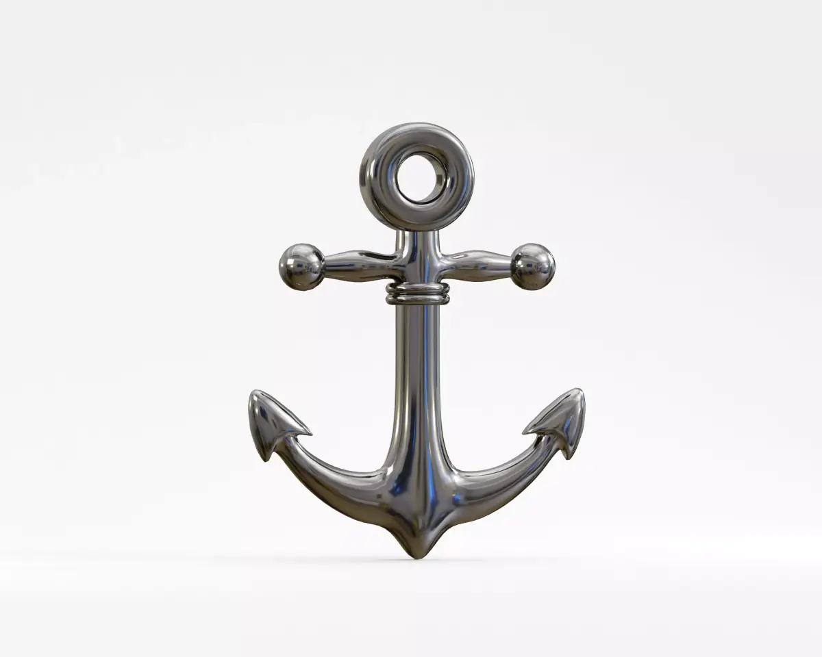 Metallic Ship Anchor Low-poly 3D model