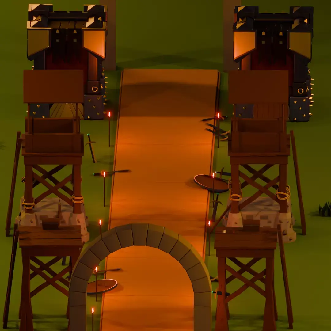 Scenario Tower defense low poly 3D model