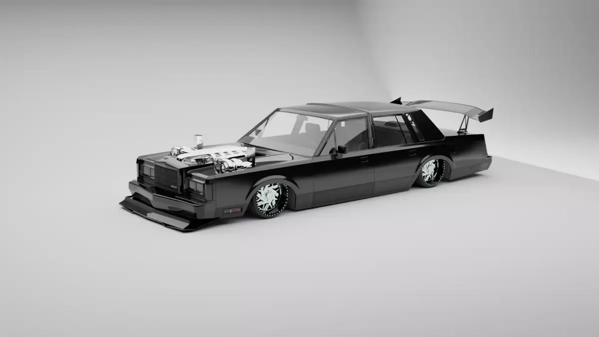 v8 widebody vintage car  Low-poly 3D model