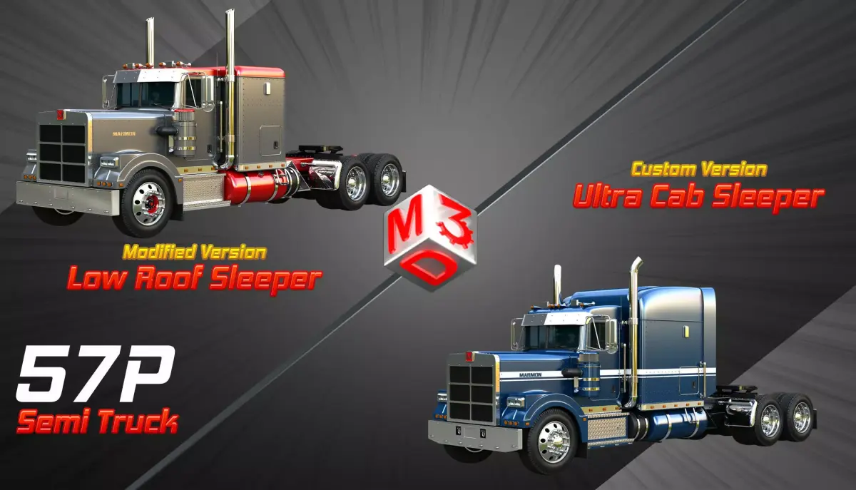 57P Semi Trucks - Modified Version  2 in 1 3D Model Pack