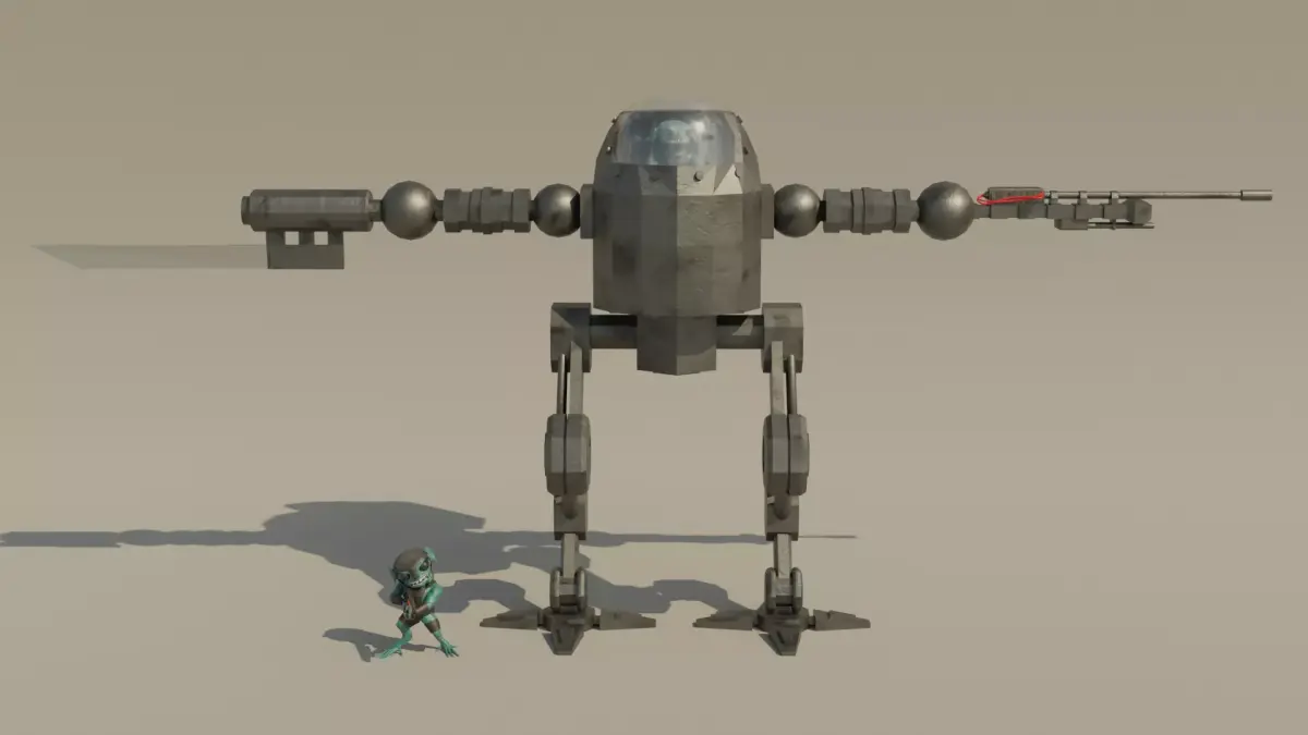 Alien Mech Suit and Alien Soldier Low-poly 3D model
