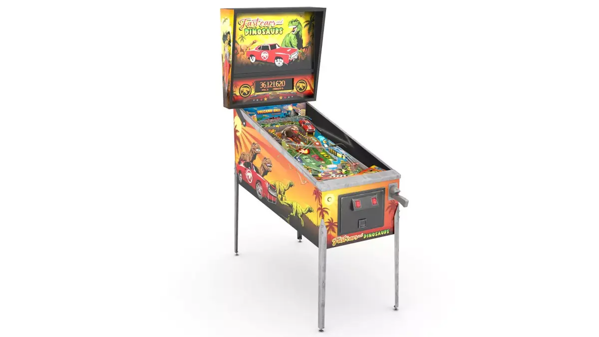 Fast cars and dinosaurs pinball Low-poly 3D model