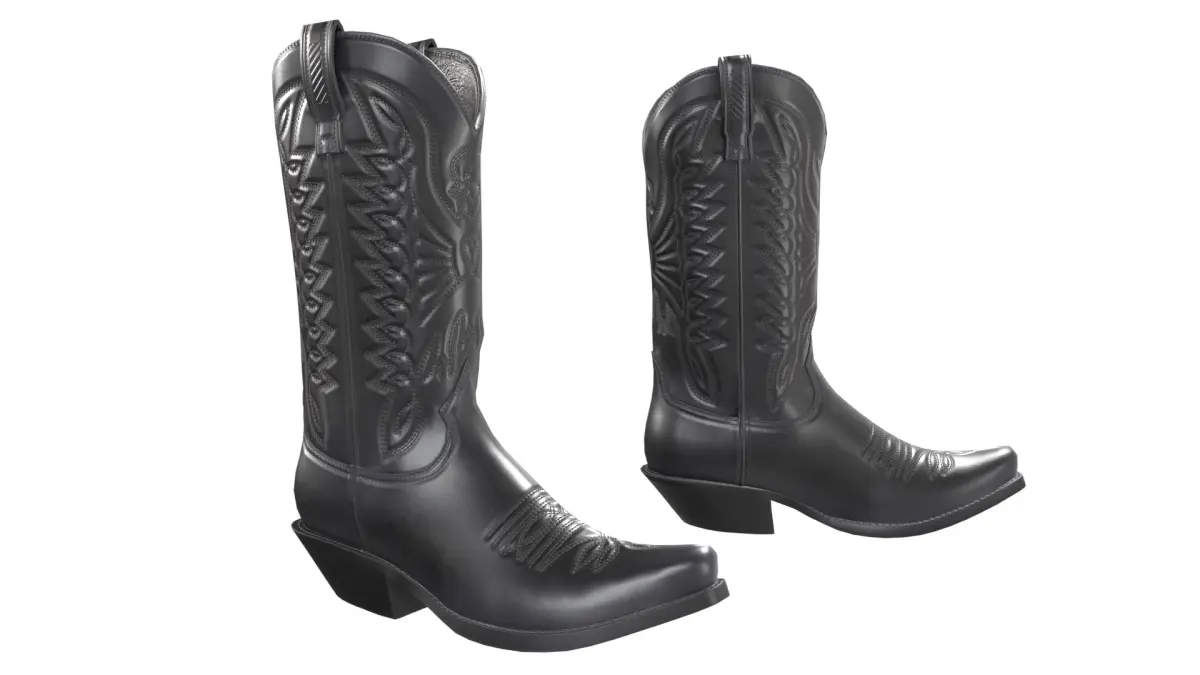 Black Western Boots 3D model