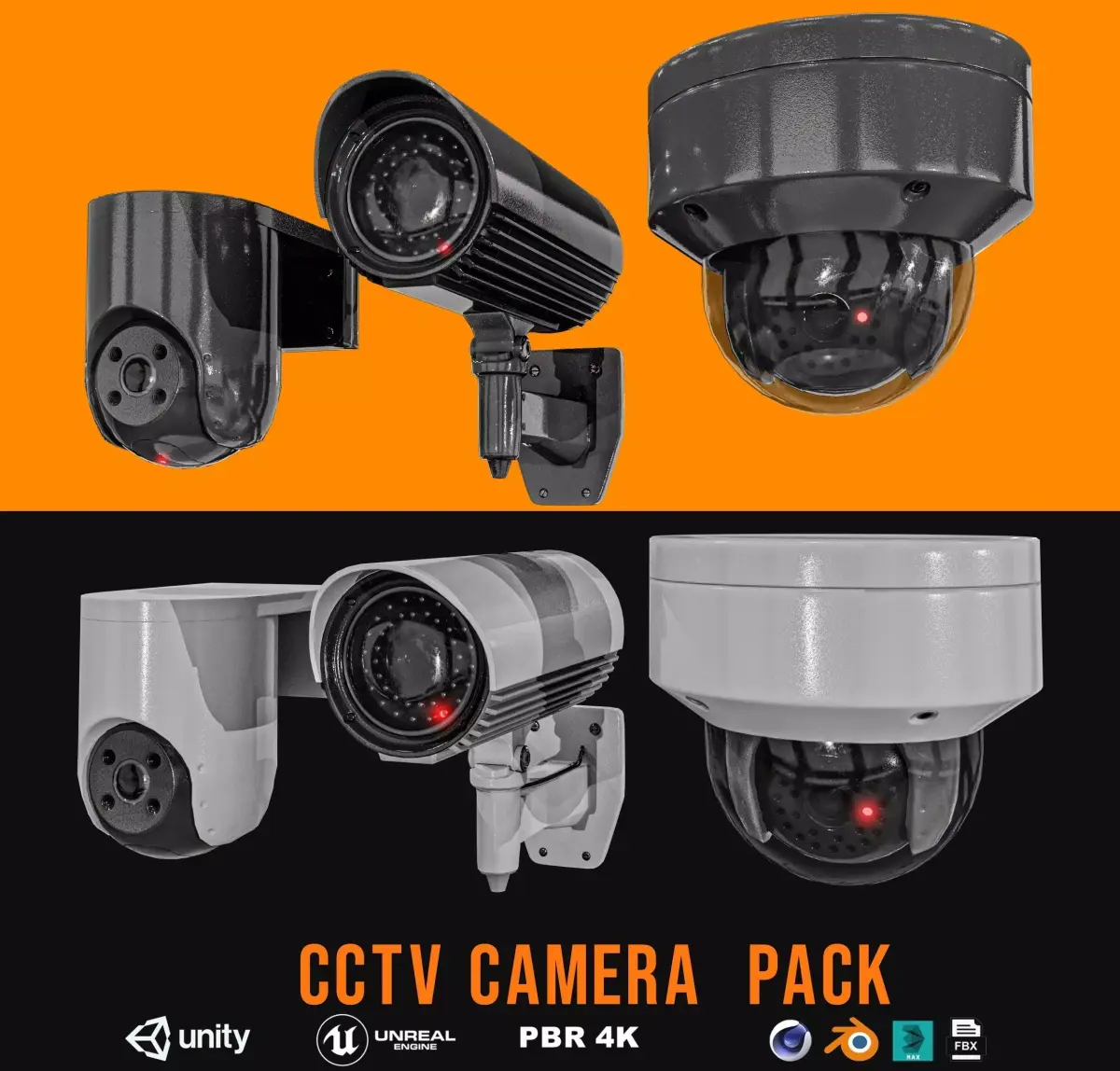 CCTV Camera Pack Low-poly 3D model