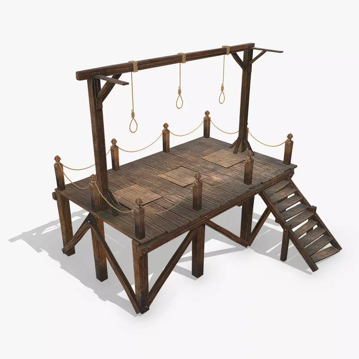  Medieval Gallows Low-poly 3D model