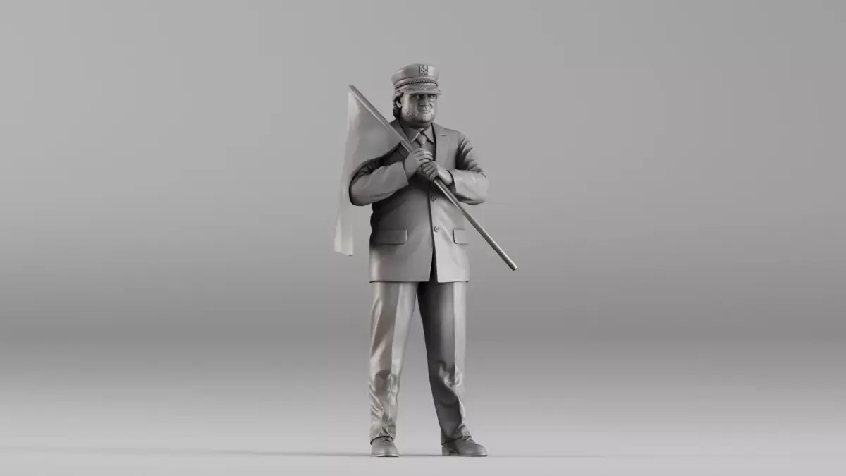 S00113 Train Station Master Holding a Flag 3dp Free 3D print model