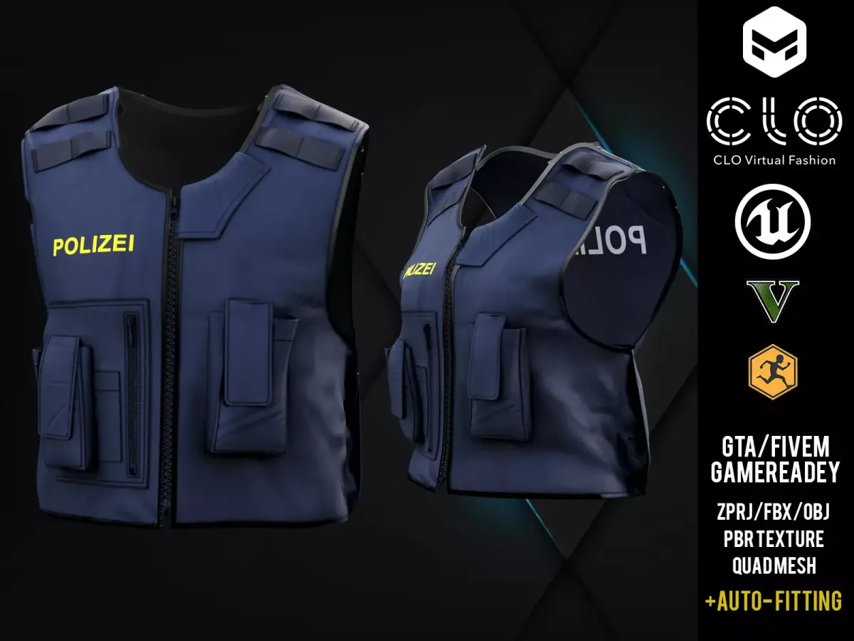 Austrian Bulletproof Vest  GameReady Customizable with Marvelous Low-poly 3D model