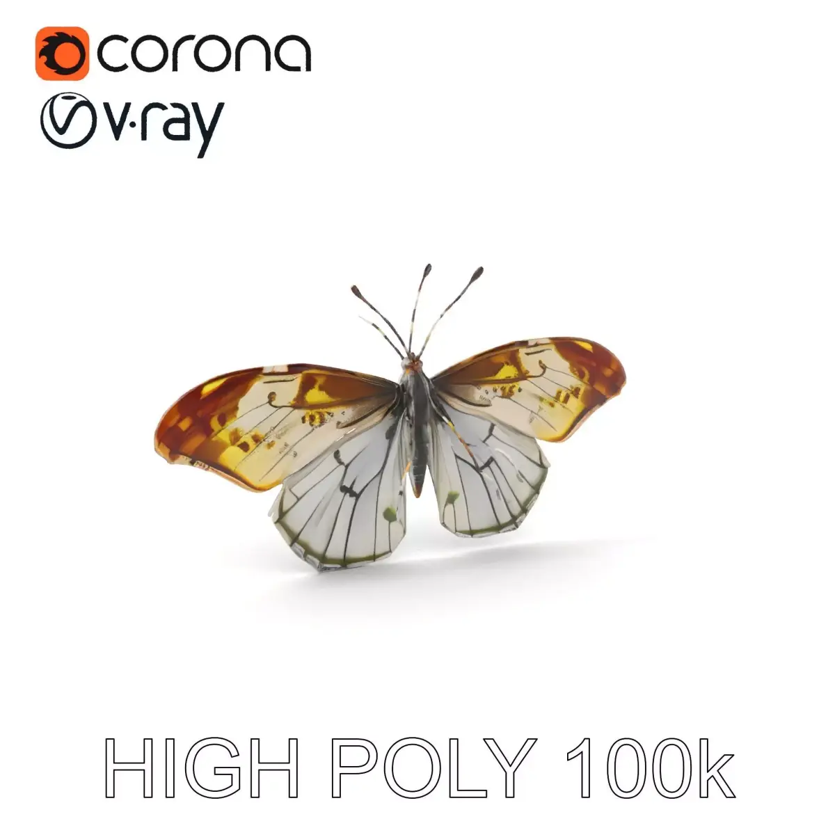 Butterfly Wings Spread Model Pack Low-poly 3D model