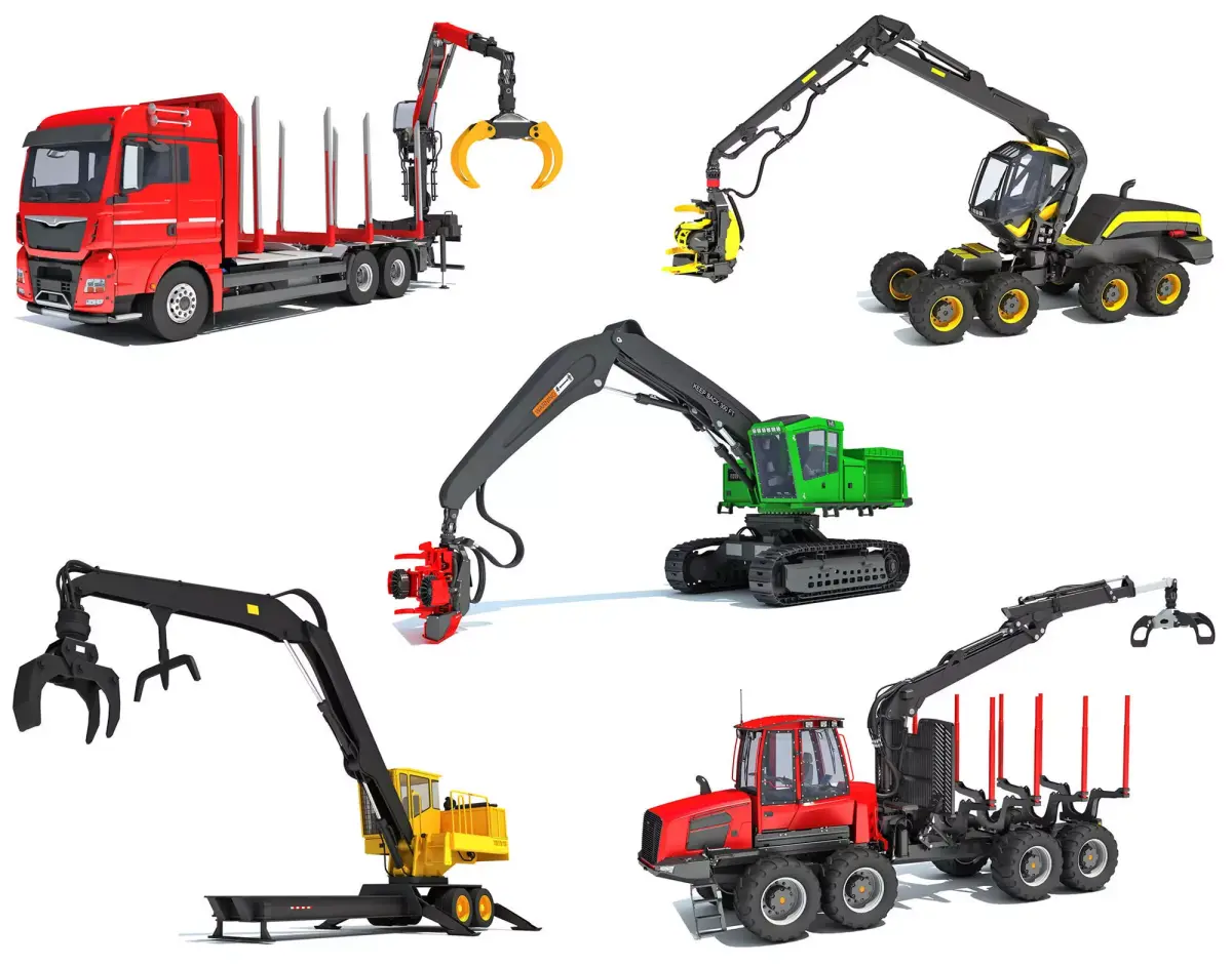 Forestry Set holland excavator 3D Model Pack