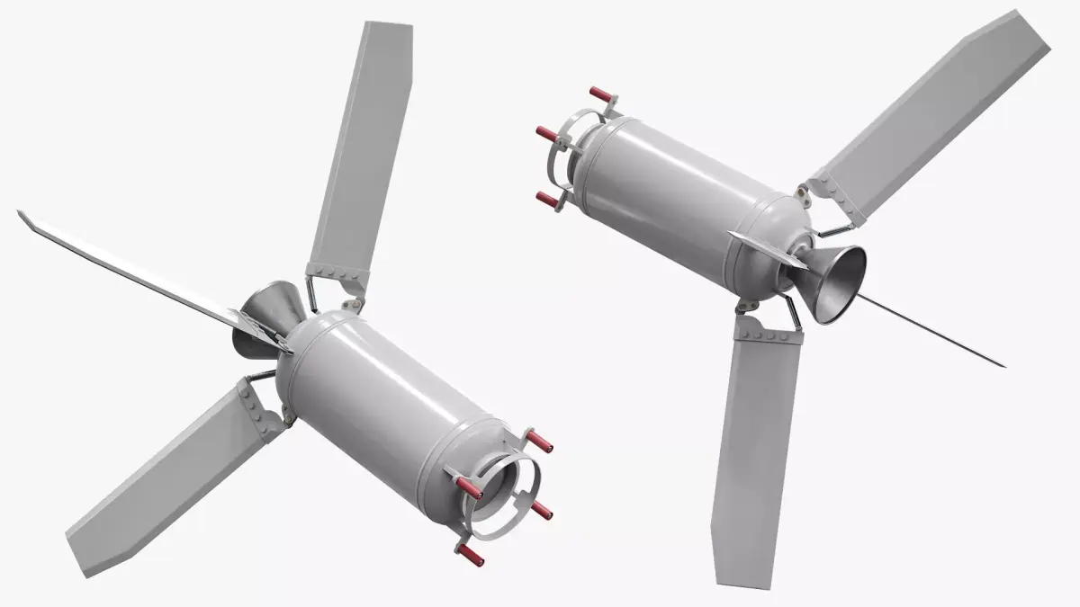 Missile Engine Section with Stabilizer Fins 3D model