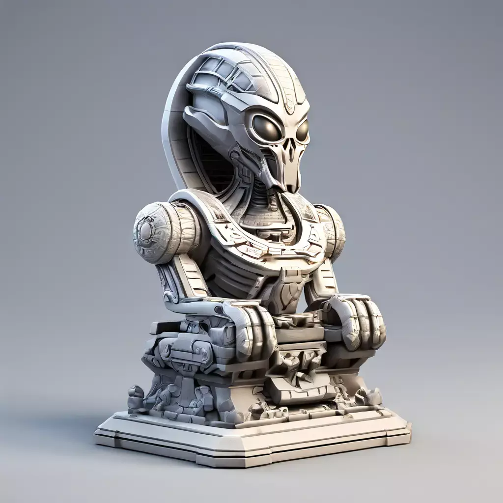 SciFi Alien Statue Bust Low-poly 3D model