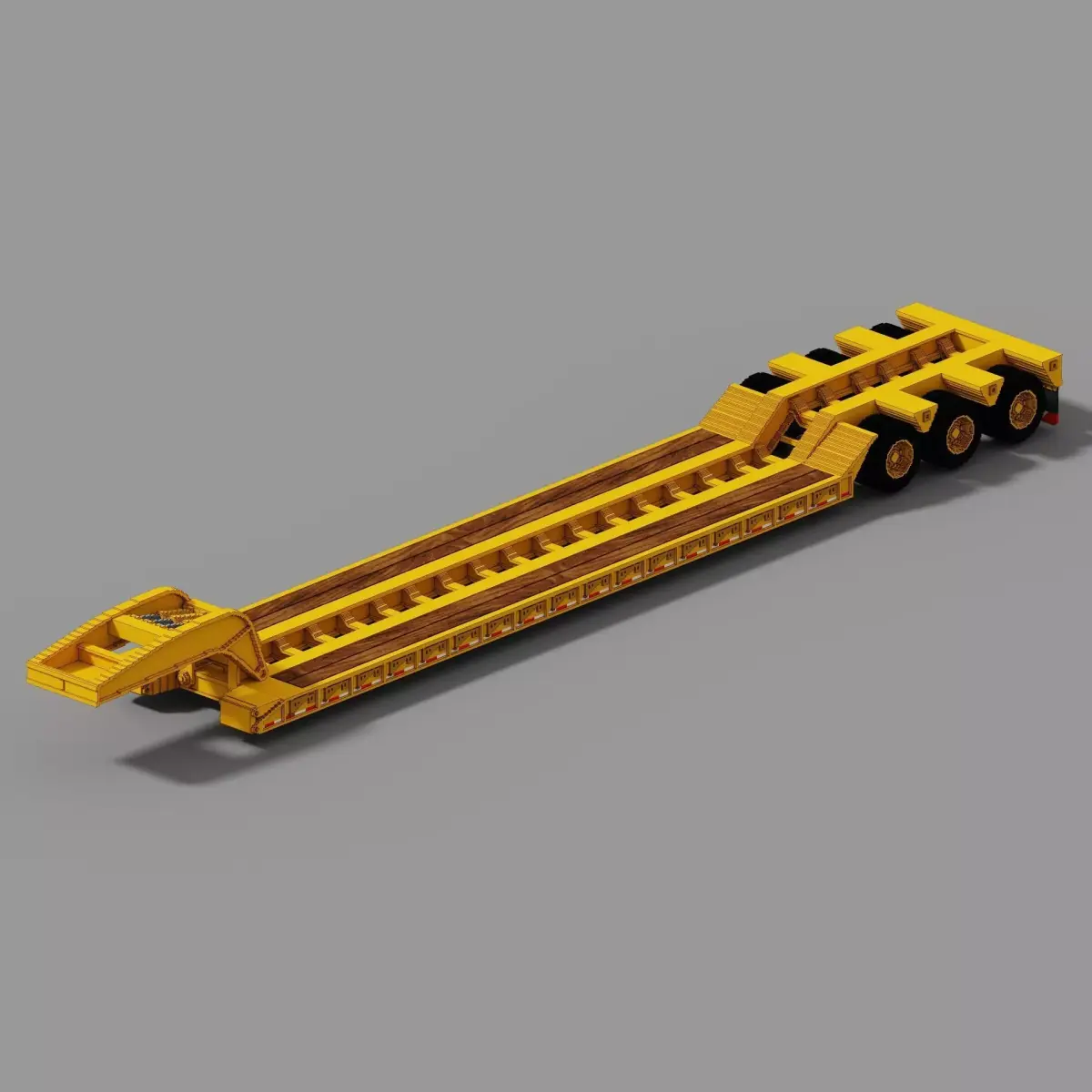Voxel Peterbilt Truck And Lowboy Trailer Low-poly 3D model