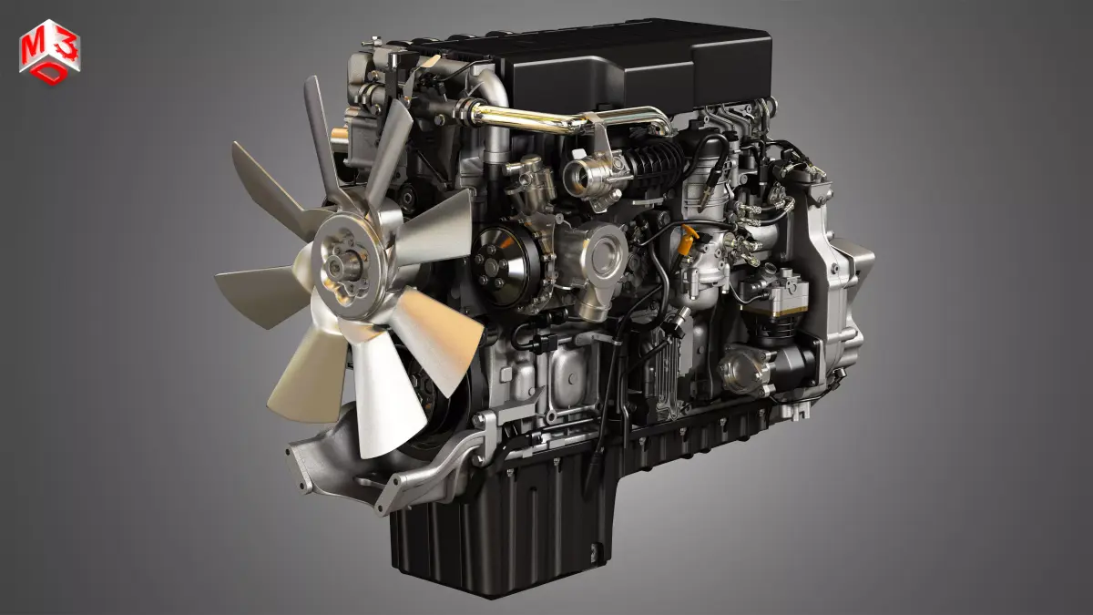  DD15 Heavy Duty Truck Engine - 6 Cylinder Diesel Engine 3D model