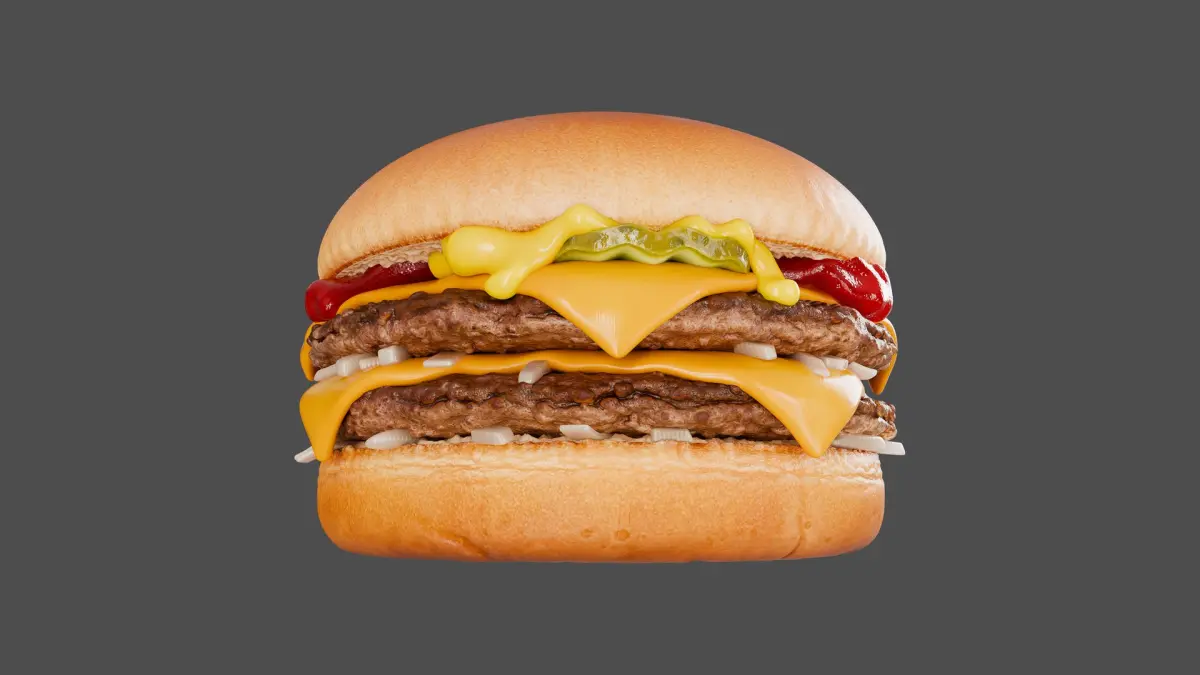 Cinematic Double Cheeseburger Burger  purchase 3D model