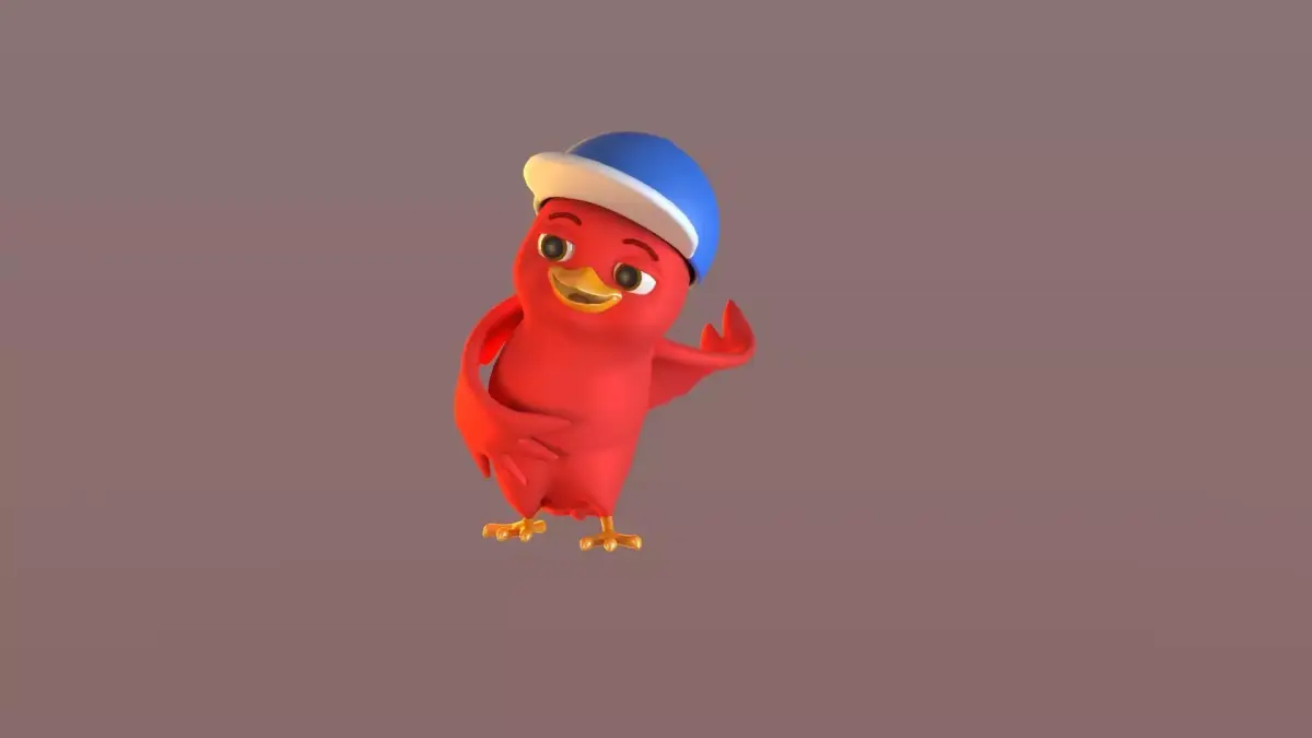 Cartoon Bird with Hat Low-poly 3D model