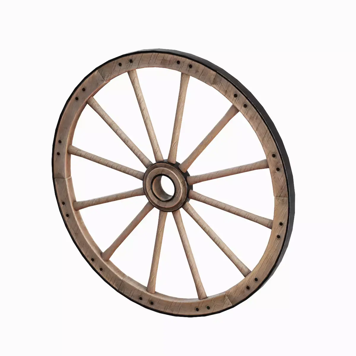 Vintage Wood Wheel 04 Low-poly 3D model