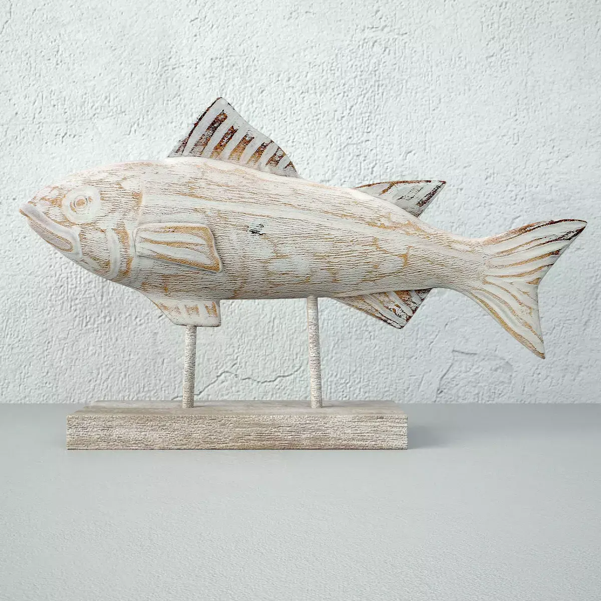 Rustic Wood Fish Statue 3D model