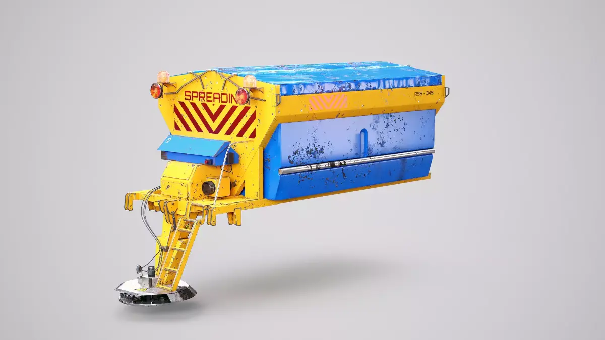 Rusted Road Salt Spreader Winter Snow Removal Equipment  Low-poly 3D model