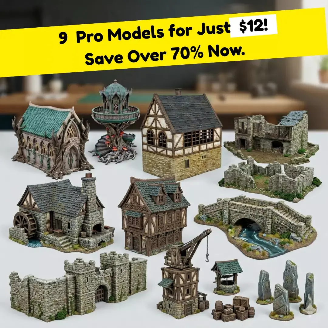 Medieval Fantasy Village Collection 9 Low Poly 3D Buildings 3D model