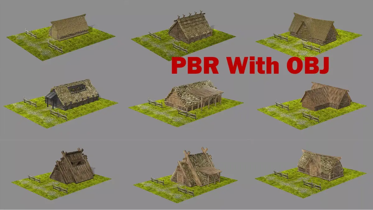 Medieval Viking House Pack Game Ready Low-poly 3D Mode