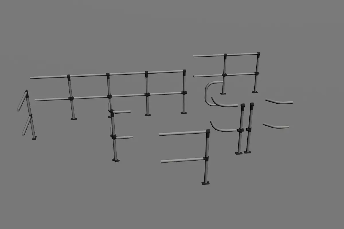 Modular Handrails  Free low-poly 3D model