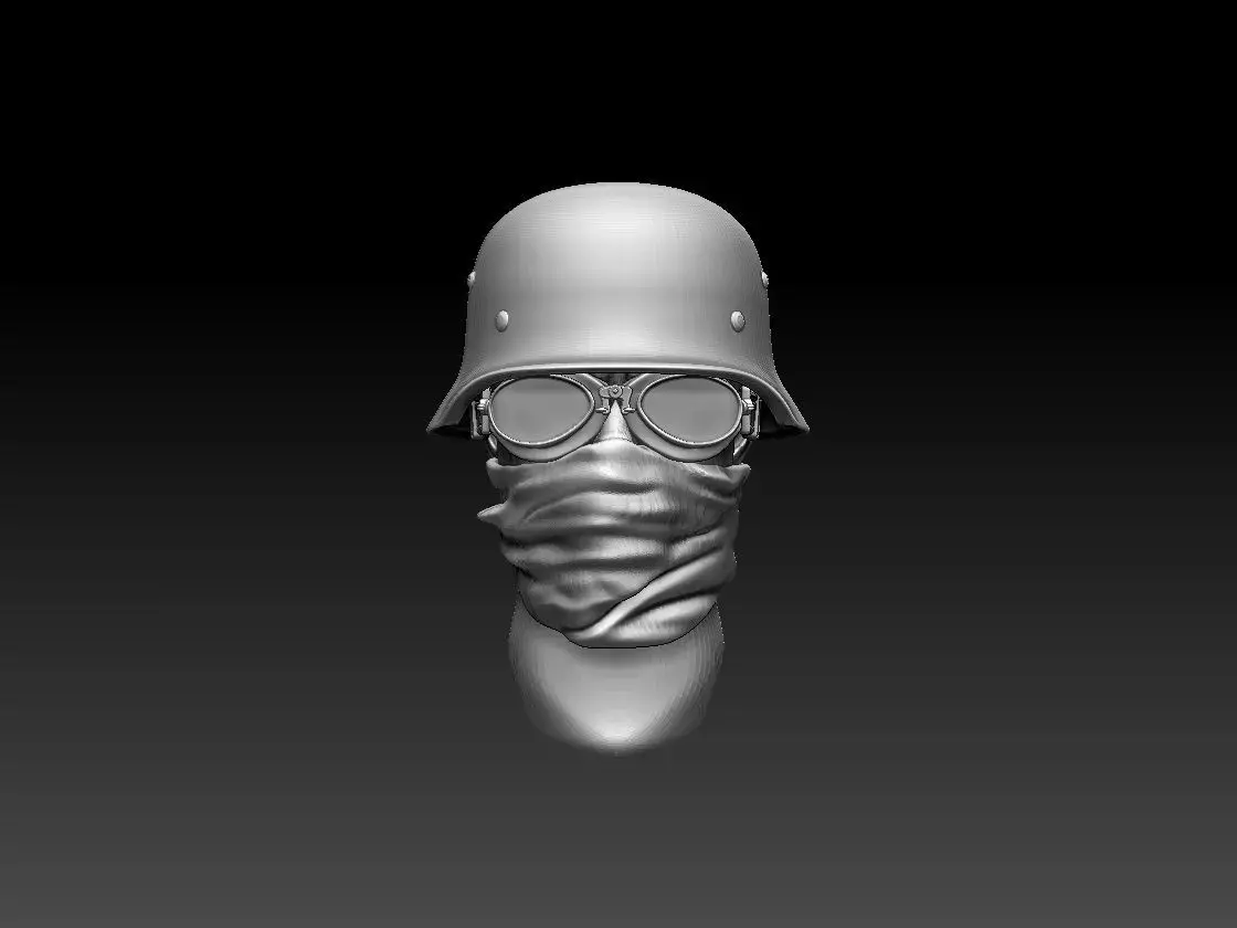 helmet with glasses and bandana 3D print model