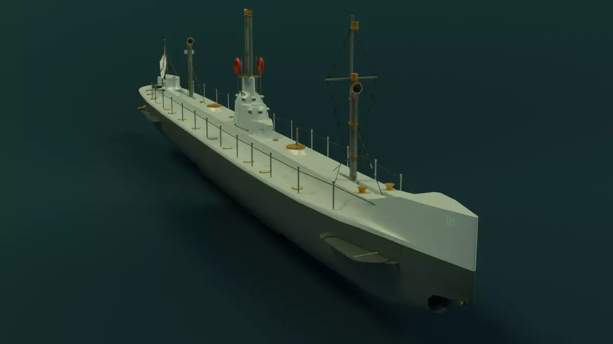 SMS U1 u boat Tex Low-poly 3D model