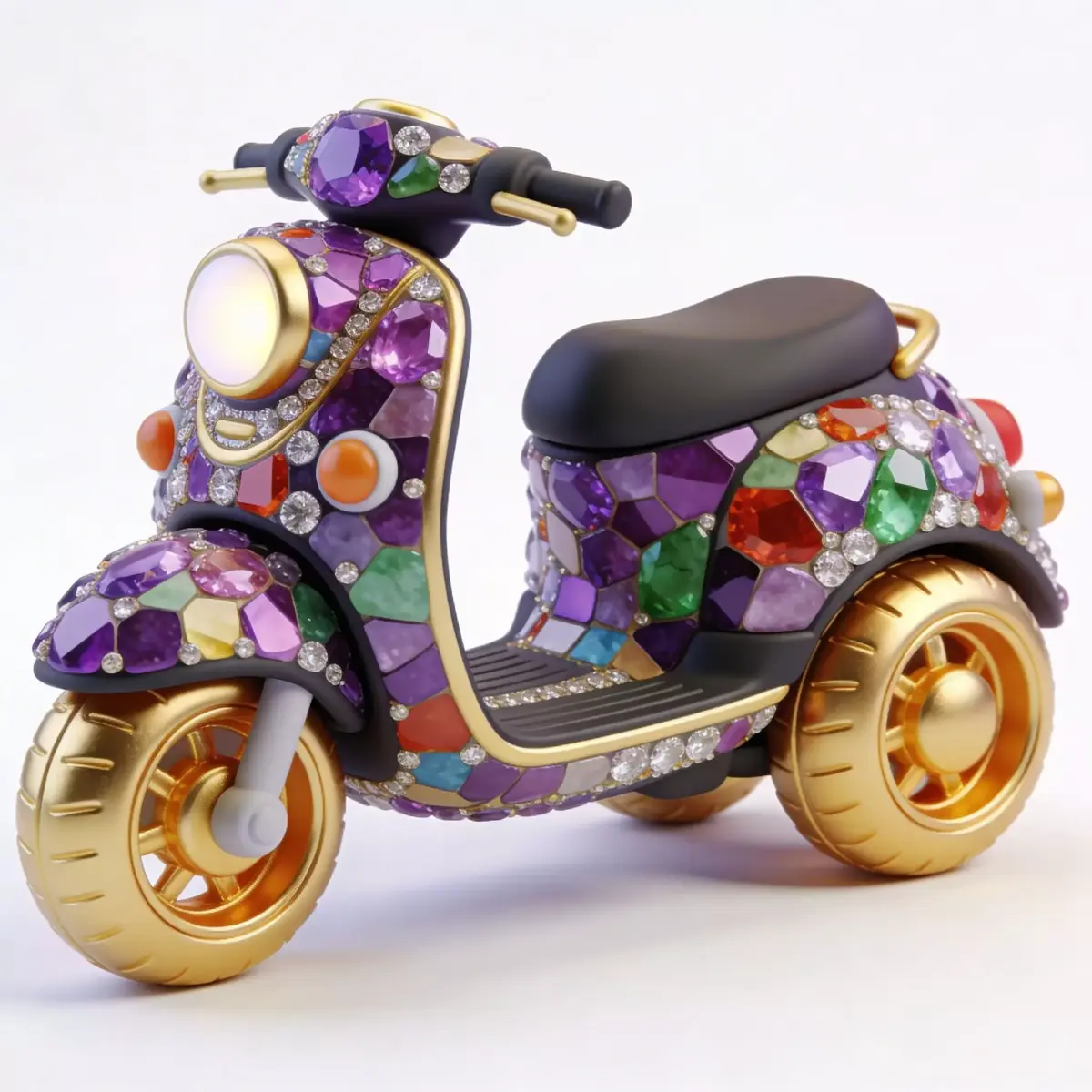Stylized Chibi Jeweled Mosaic Tri-Scooter Low-poly 3D model