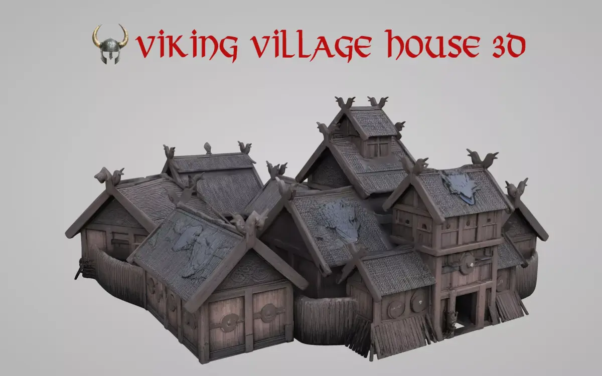 Medieval Viking village house 3D model Low-poly 3D model purchase