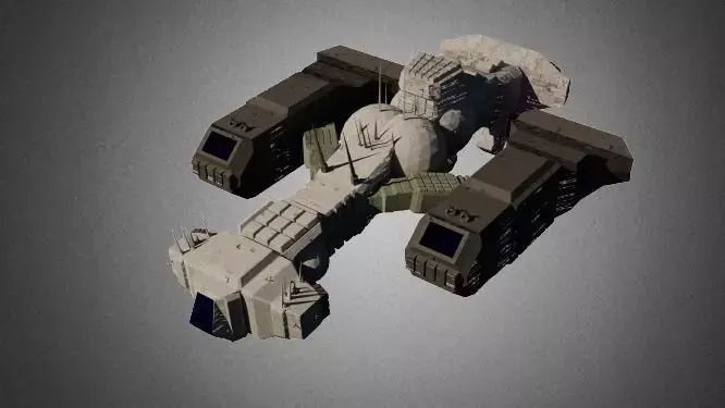 Spaceship Low-poly 3D model 3