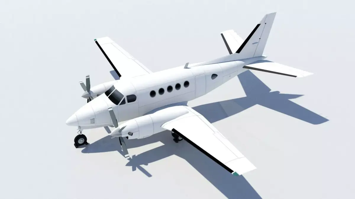 Beech King Air 100 Static  Low-poly 3D model