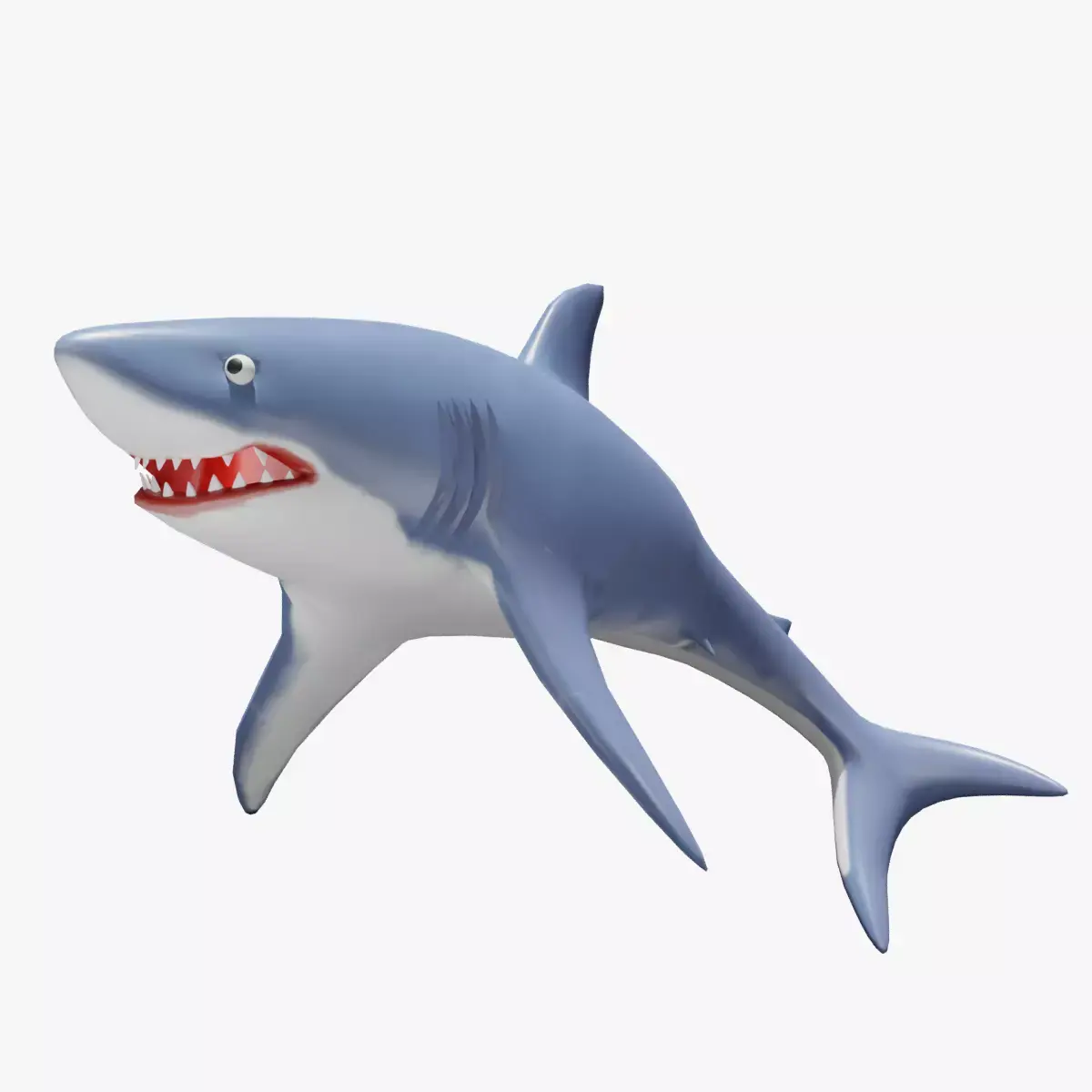 Cartoon Great White Shark Low-poly 3D model