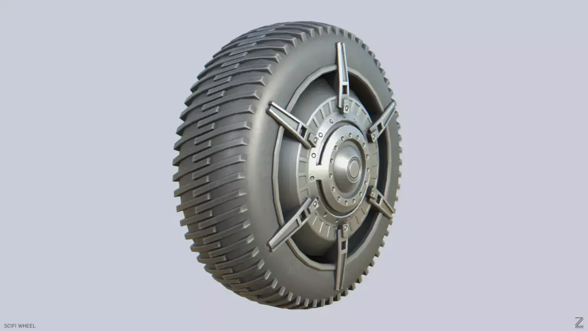 Scifi wheel Low-poly 3D model
