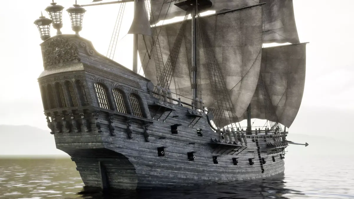 Black Pearl Ship Low-poly 3D model