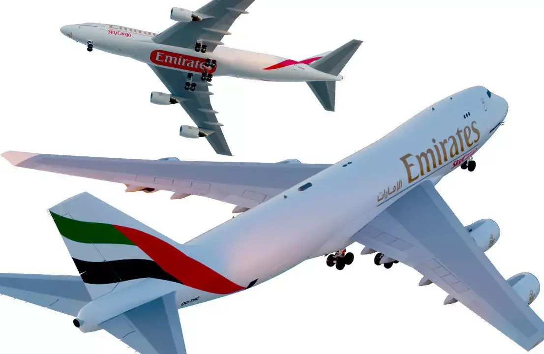 Realistic Emirates SkyCargo Boeing 777F Airplane 3D Model 3D model